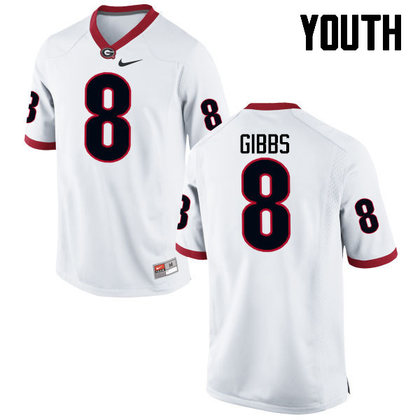 Youth Georgia Bulldogs #8 Deangelo Gibbs College Football Jerseys-White